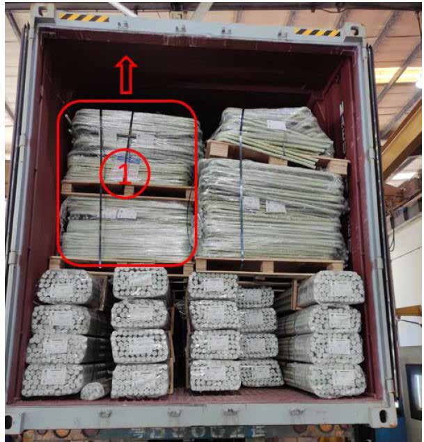FRP products loaded in shipping container