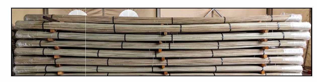 Fiberglass rebar bundles packaged on pallets